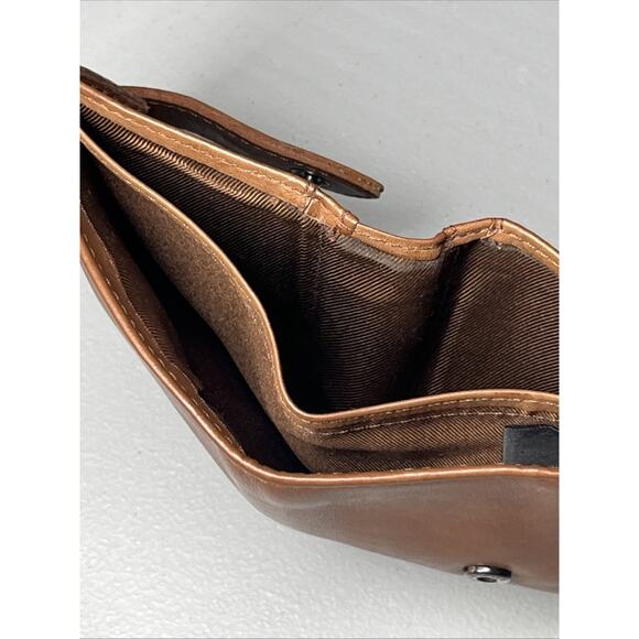 Kane M Leather Bi Fold Wallet Brown Snap Close - Picture 7 of 9